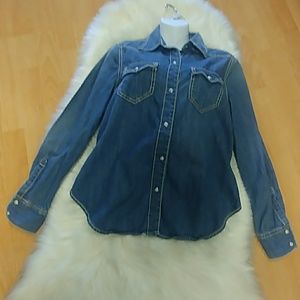 Seven 7 Pearl Snap Long Sleeve Denim Shirt